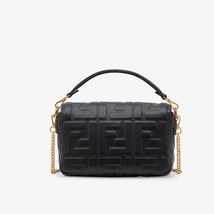 Cheap FF Fendi Mini Bag Baguette Nappa Black Motif In Leather 0806